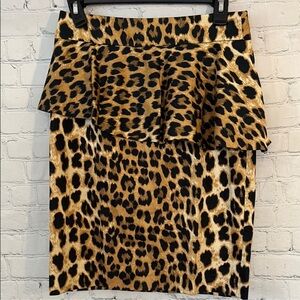 Zara Leopard Print Pencil Skirt in Tan, Black, Brown